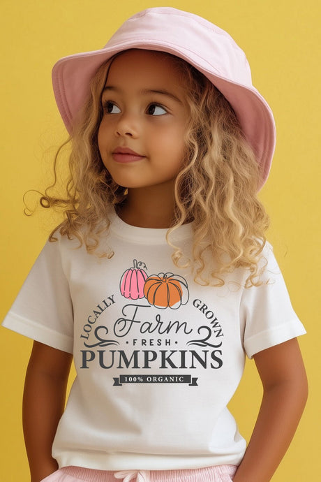 Girls T-Shirt – Farm Fresh Pumpkins Autumn Graphic Tee - Brand Threads