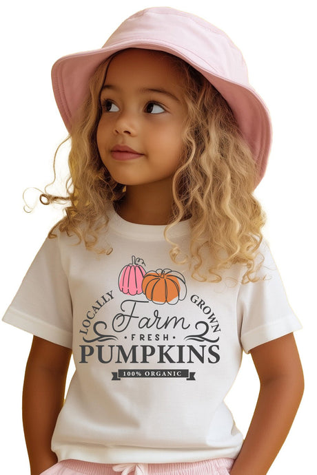 Girls T-Shirt – Farm Fresh Pumpkins Autumn Graphic Tee - Brand Threads