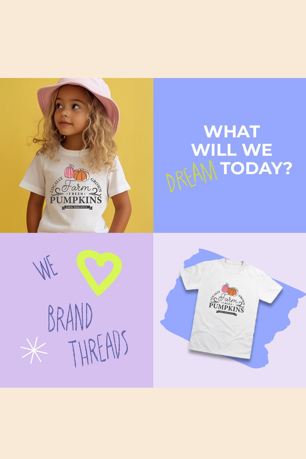 Girls T-Shirt – Farm Fresh Pumpkins Autumn Graphic Tee - Brand Threads
