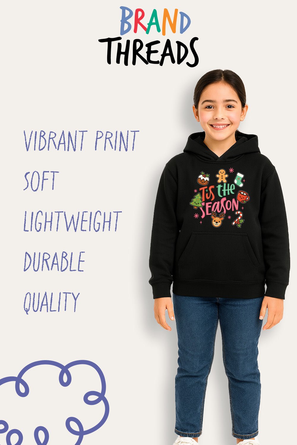 Girls “’Tis The Season” Christmas Hoodie - Brand Threads