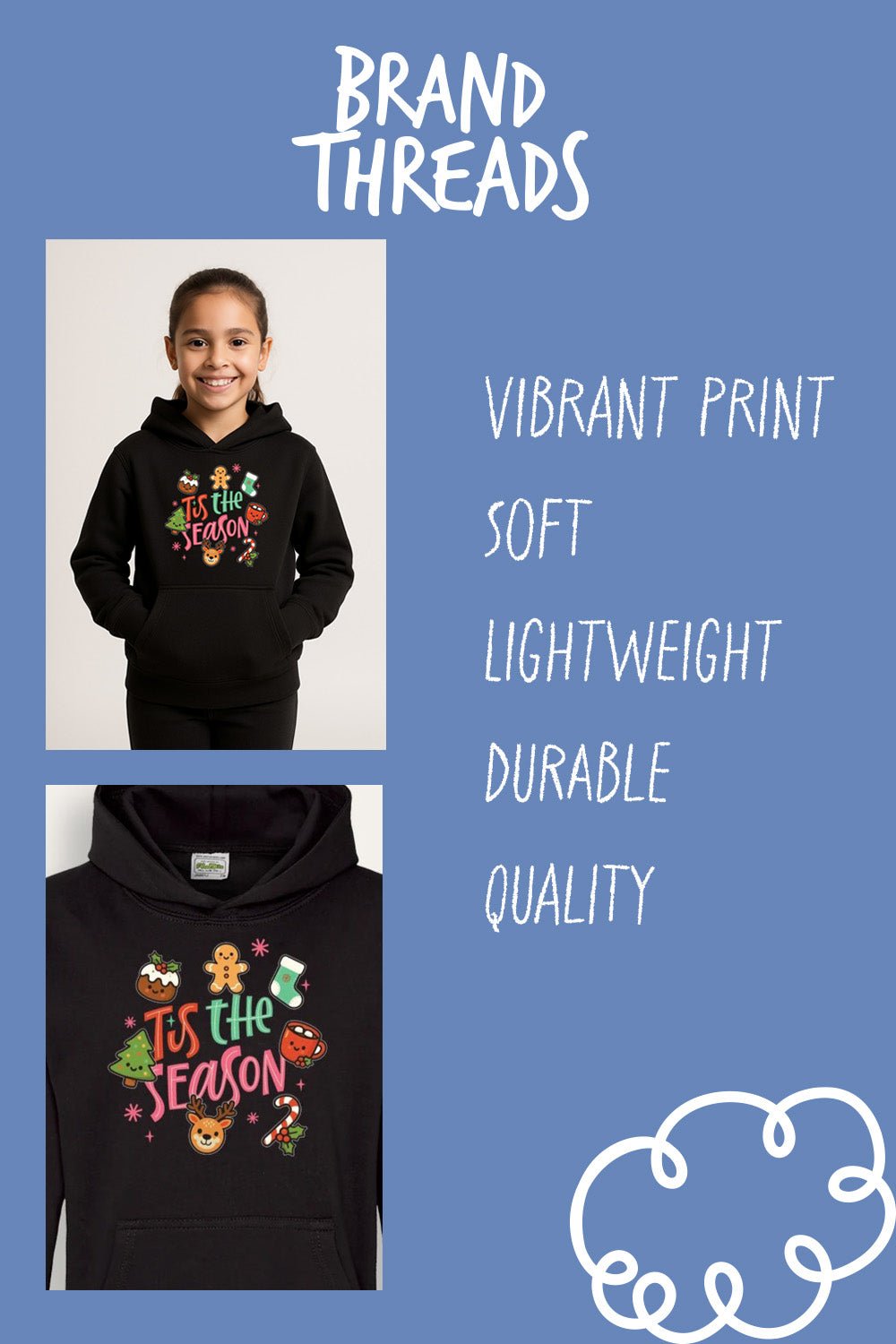 Girls “’Tis The Season” Christmas Hoodie - Brand Threads