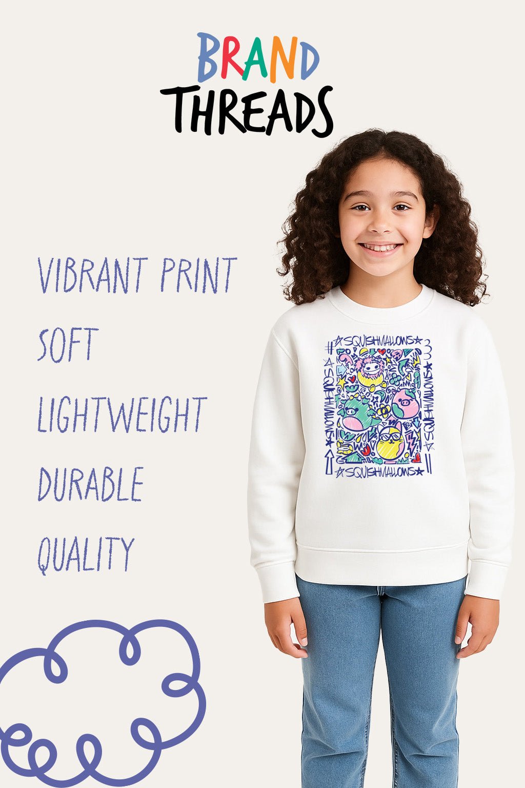 Girls White Squishmallows Sweatshirt - Brand Threads