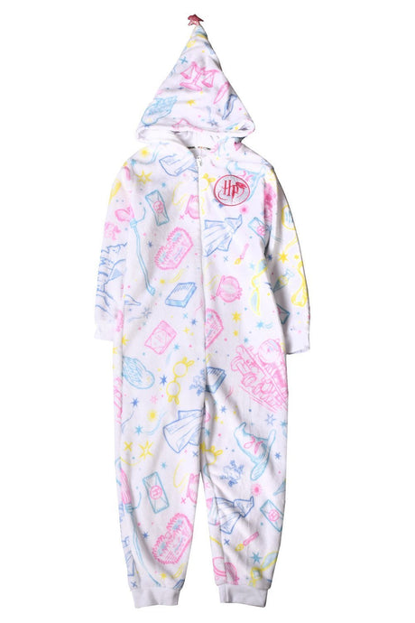 Harry Potter Girls Super Soft Fleece Hooded Onesie - Brand Threads