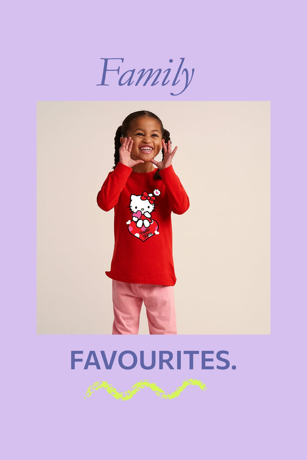 Hello Kitty Girls Pyjama Set – Soft Red Long Sleeve Top & Trousers - Brand Threads