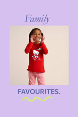 Hello Kitty Girls Pyjama Set – Soft Red Long Sleeve Top & Trousers - Brand Threads
