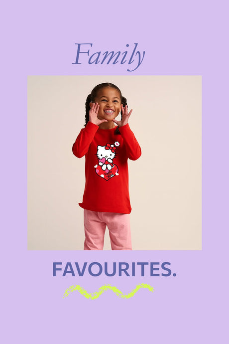 Hello Kitty Girls Pyjama Set – Soft Red Long Sleeve Top & Trousers - Brand Threads