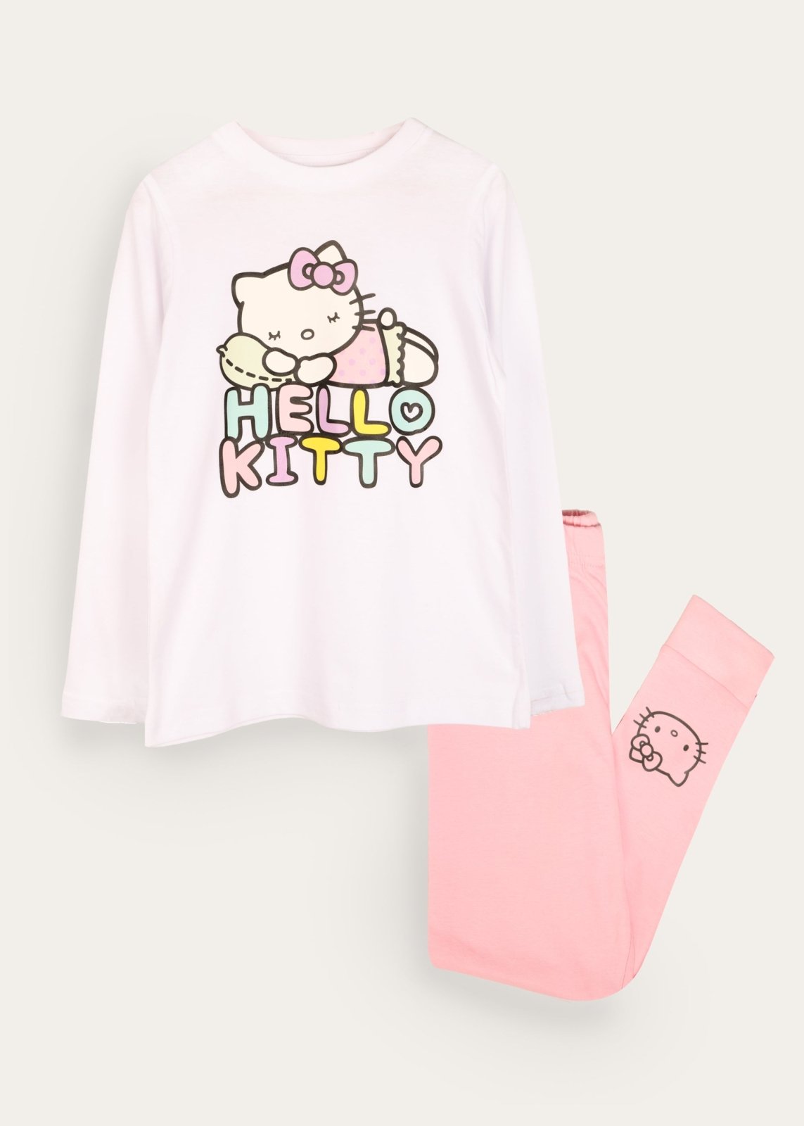 Hello Kitty Girls Pyjamas Long Sleeved Kids Pyjamas Set Official Merchandise - Brand Threads