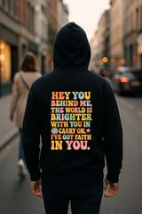 Hey You Behind Me Retro Typography Hoodie - Brand Threads