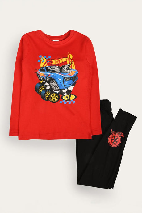 Hot Wheels Red & Black Long Sleeved Pyjamas Set - Brand Threads