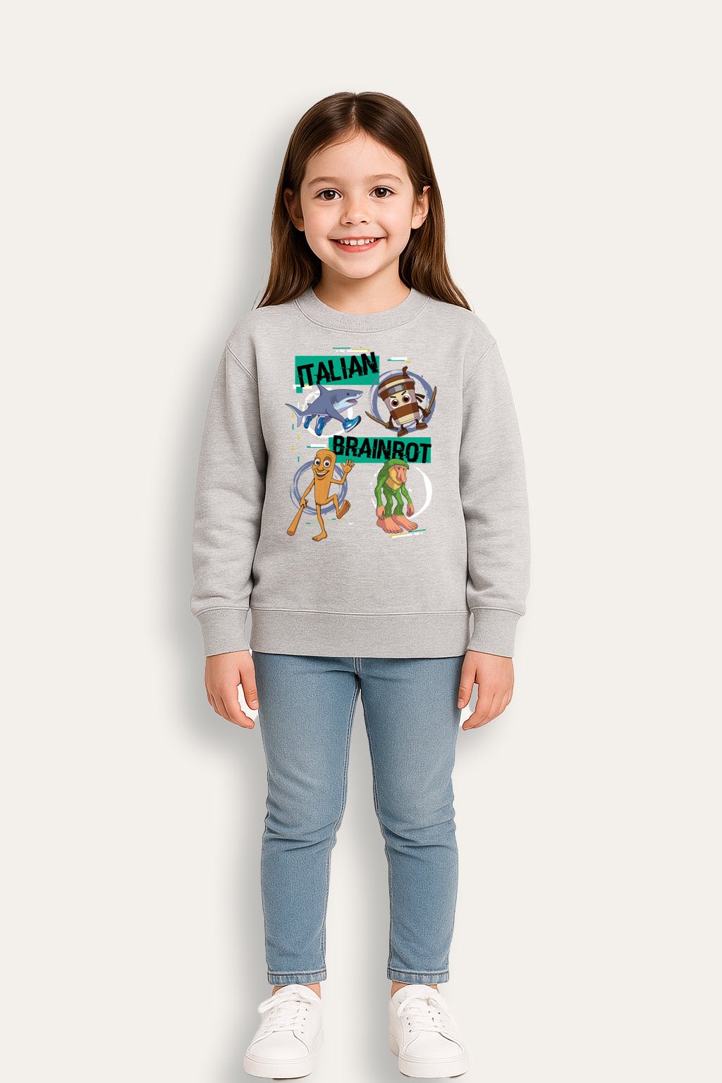 Italian Brainrot Kids Grey Sweatshirt - Brand Threads