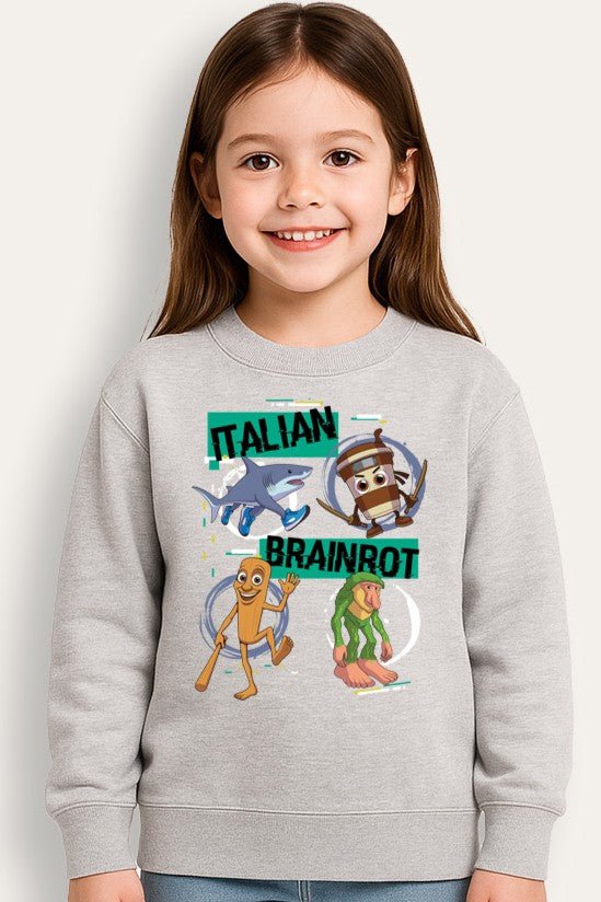 Italian Brainrot Kids Grey Sweatshirt - Brand Threads