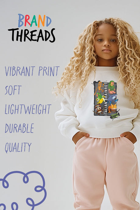 Italian Brainrot kids white sweatshirt - Brand Threads