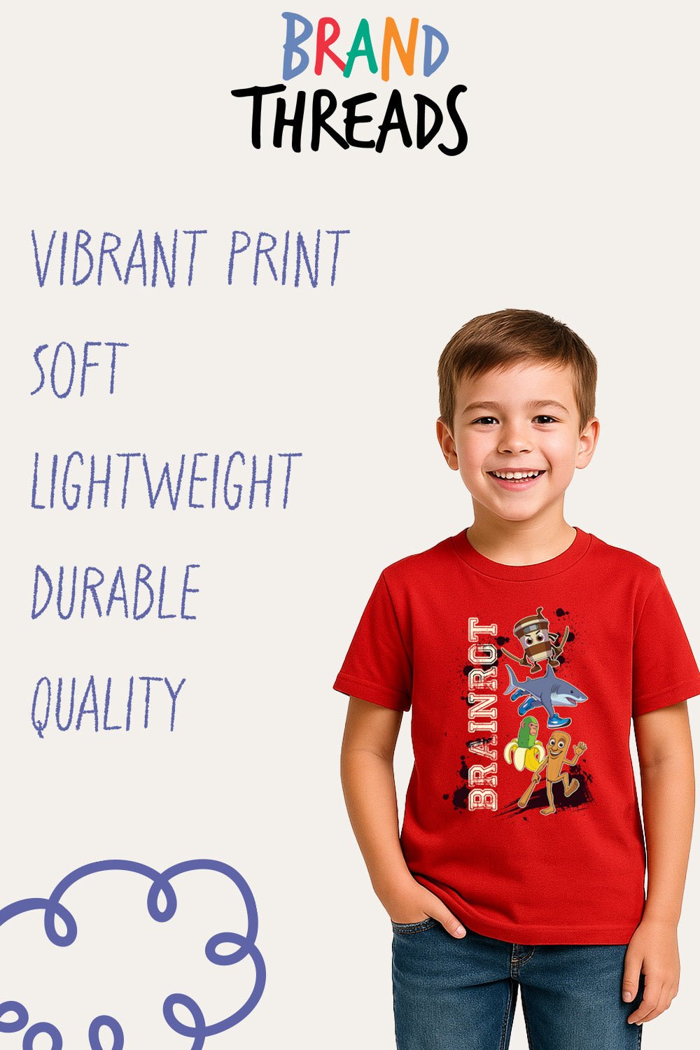 Kids Brainrot Red T Shirt - Brand Threads