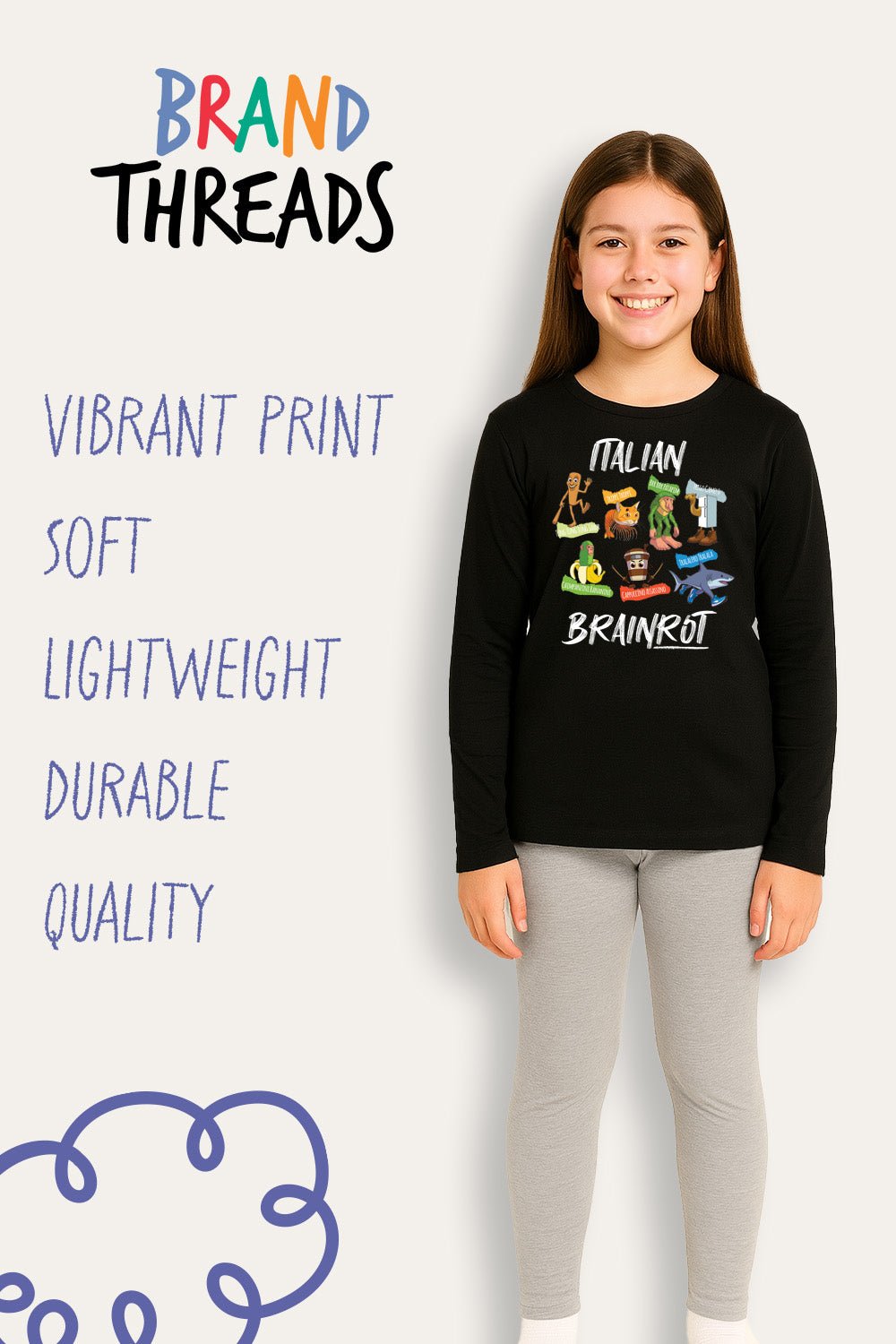 Kids Italian Brainrot Long Sleeve Pyjama Set - Brand Threads