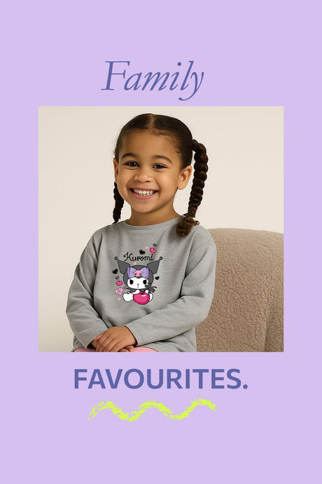 Kuromi Girls Grey Pyjama Set – 100% Cotton Kids Sleepwear - Brand Threads