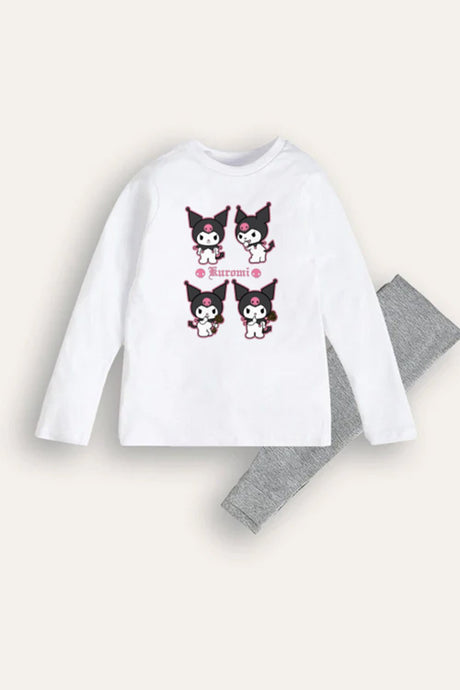Kuromi girls pjs – two - piece set with top & cuffed bottoms, girls pyjamas - Brand Threads