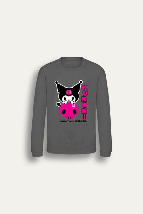 Kuromi girls sweatshirt – long sleeve grey casual jumper - Brand Threads