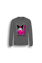 Kuromi girls sweatshirt – long sleeve grey casual jumper - Brand Threads