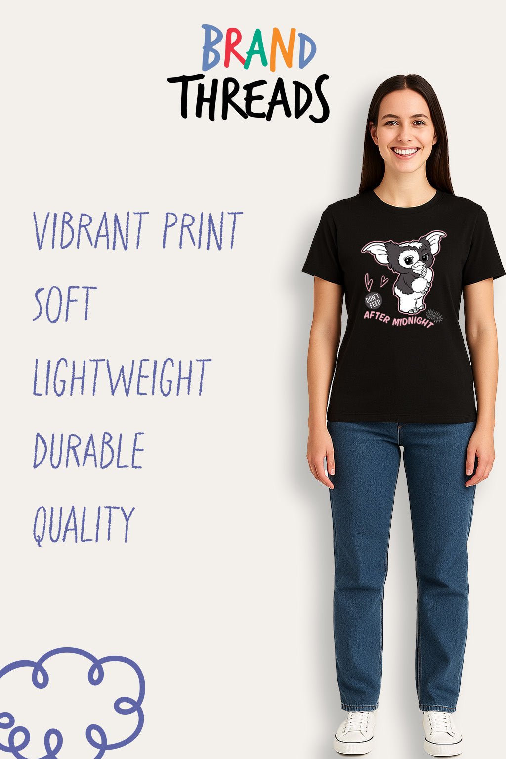 Ladies Gremlins Black Graphic T-Shirt - Brand Threads
