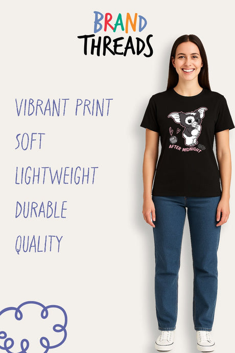 Ladies Gremlins Black Graphic T-Shirt - Brand Threads