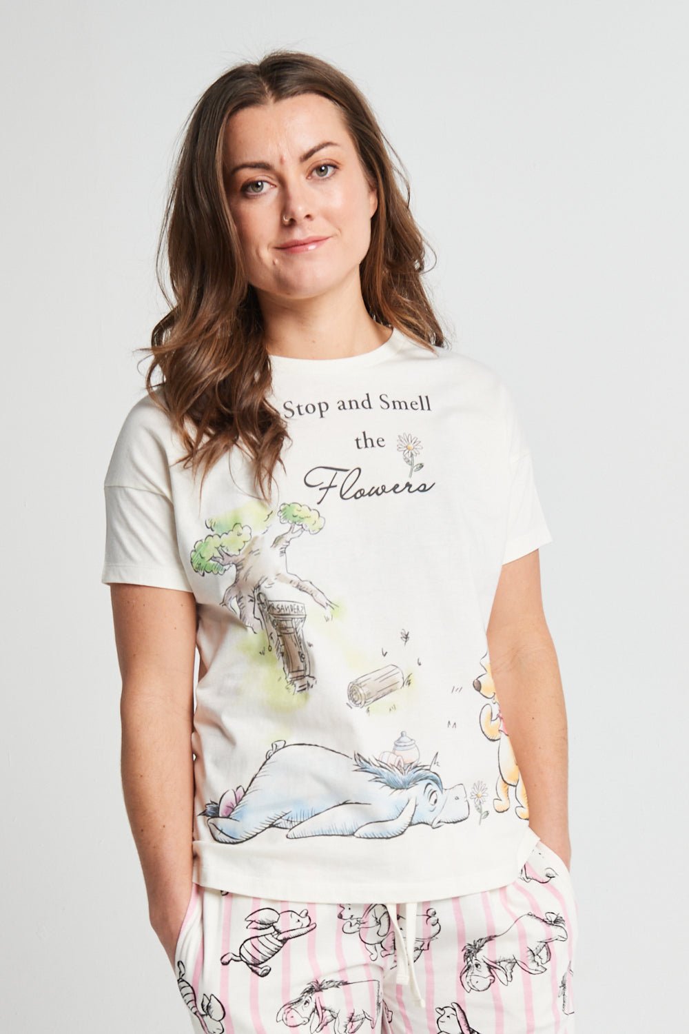 Ladies Winnie The Pooh Long Leg Pyjama - Brand Threads