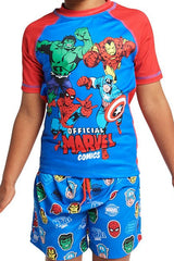 Marvel Avengers Boys Rash Vest And Swim Shorts - Brand Threads