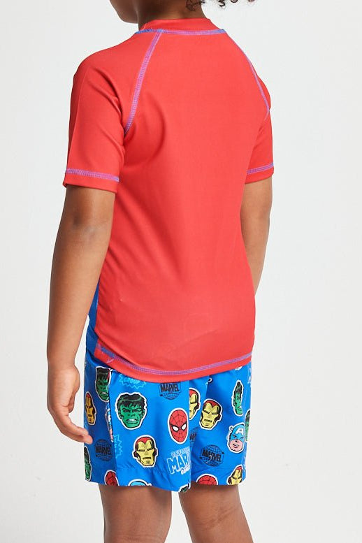 Marvel Avengers Boys Rash Vest And Swim Shorts - Brand Threads