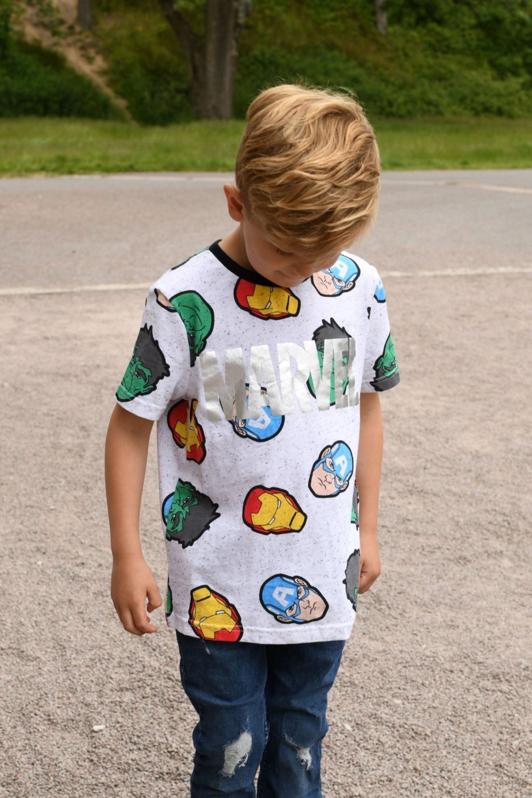 Marvel Boys White T-Shirt All Over Print - Brand Threads