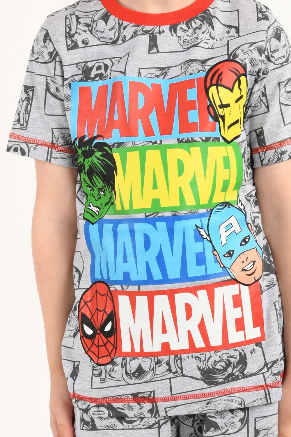 Marvel Grey Short & T-Shirt All Over Print Pyjamas - Brand Threads