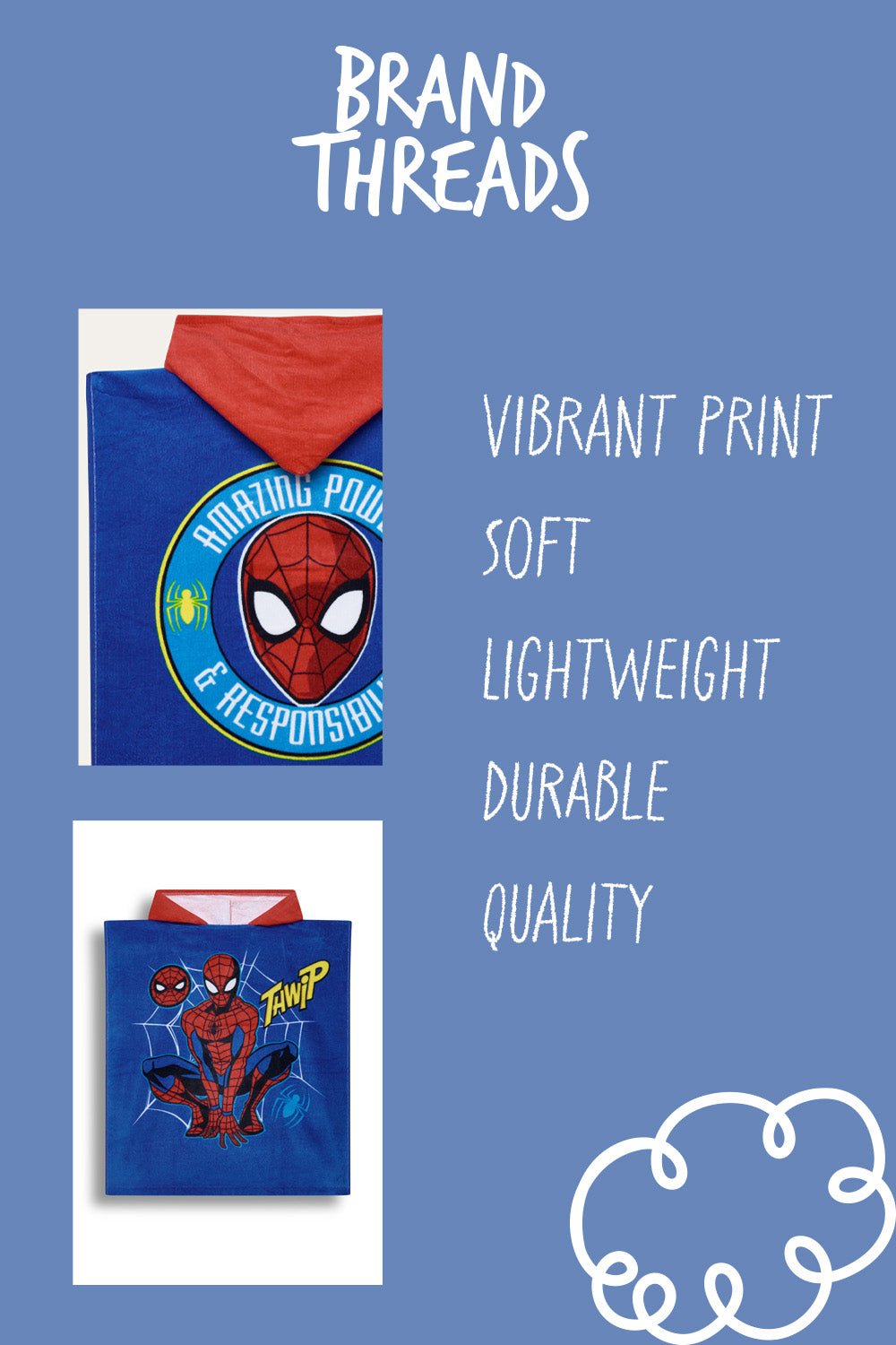 Marvel Spider - Man Boys Hooded Poncho - Brand Threads