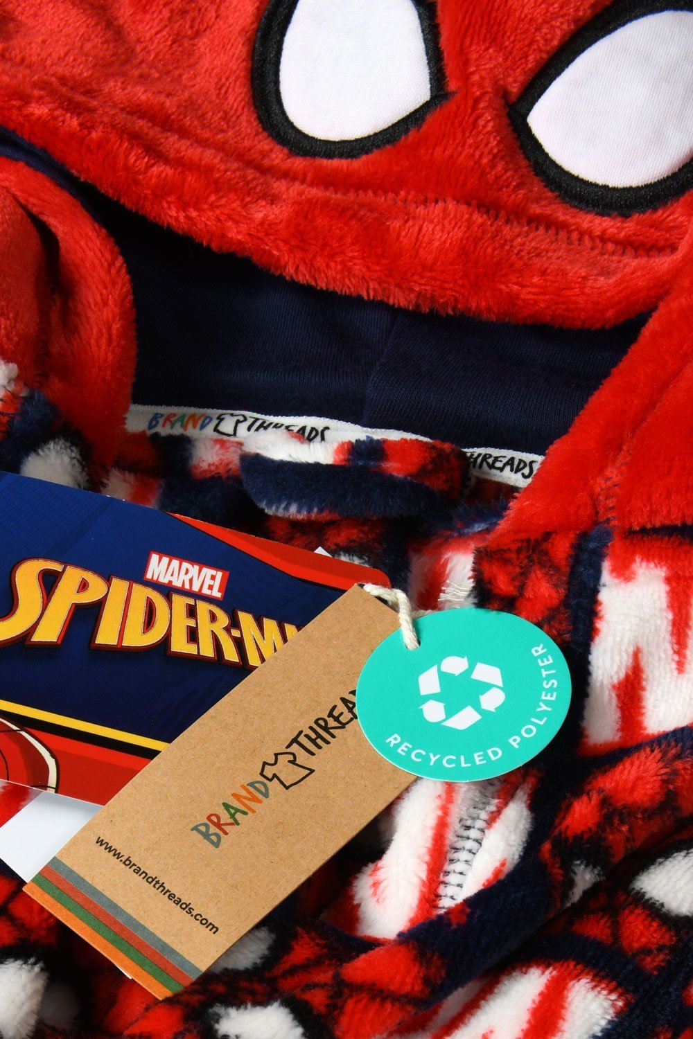 Marvel Spiderman Boys Hooded Fleece Dressing Gown - Brand Threads