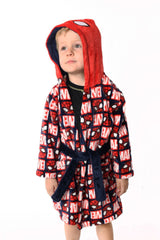 Marvel Spiderman Boys Hooded Fleece Dressing Gown - Brand Threads