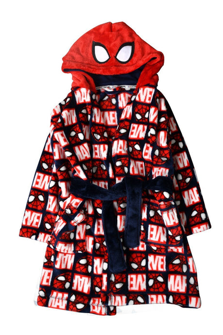 Marvel Spiderman Boys Hooded Fleece Dressing Gown - Brand Threads