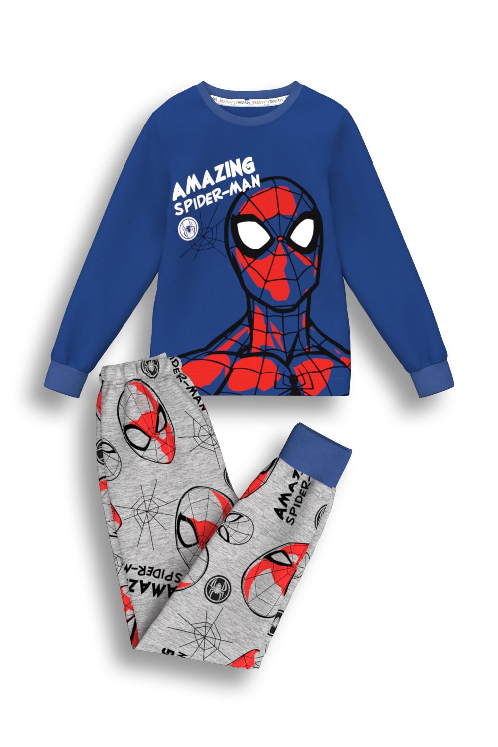 Marvel Spiderman Boys Pyjama Set Blue Cotton - Brand Threads