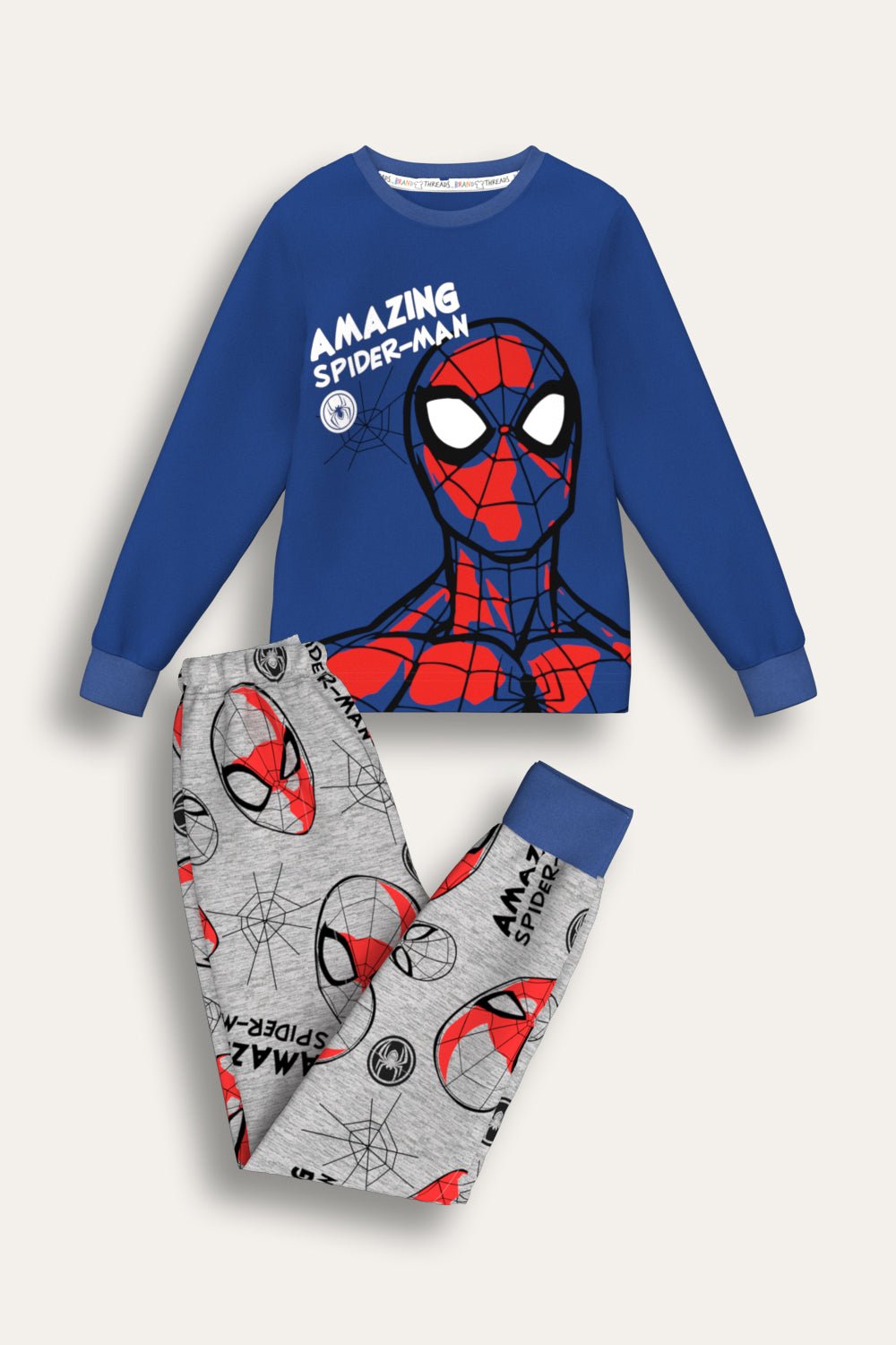 Marvel Spiderman Boys Pyjama Set Blue Cotton - Brand Threads