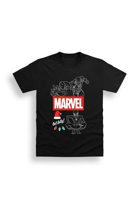 Mens Marvel Black Christmas T-Shirt - Brand Threads