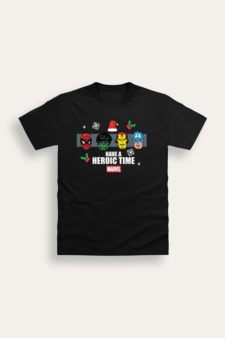 Mens Marvel Black Christmas T-Shirt - Brand Threads