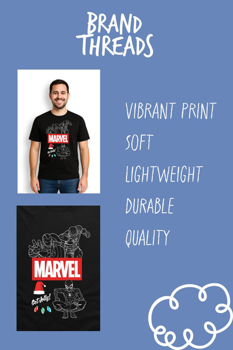 Mens Marvel Black Christmas T-Shirt - Brand Threads