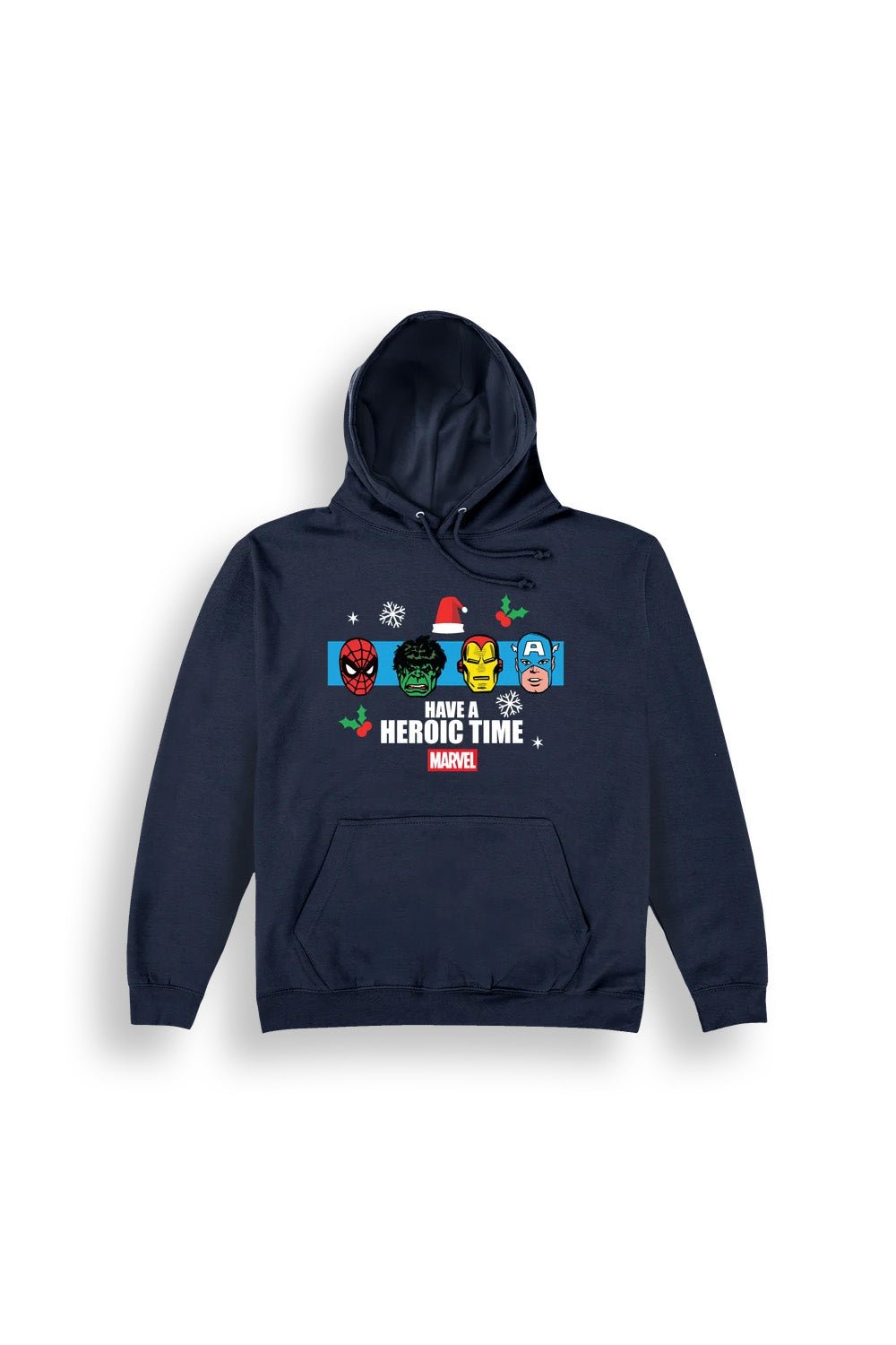 Mens Marvel Christmas Navy Hoodie - Brand Threads
