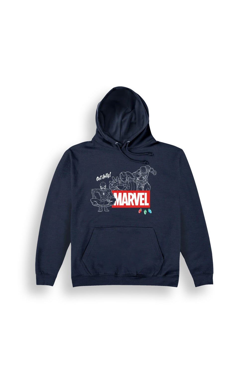 Mens Marvel Christmas Navy Hoodie - Brand Threads