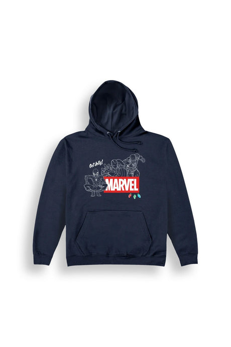 Mens Marvel Christmas Navy Hoodie - Brand Threads
