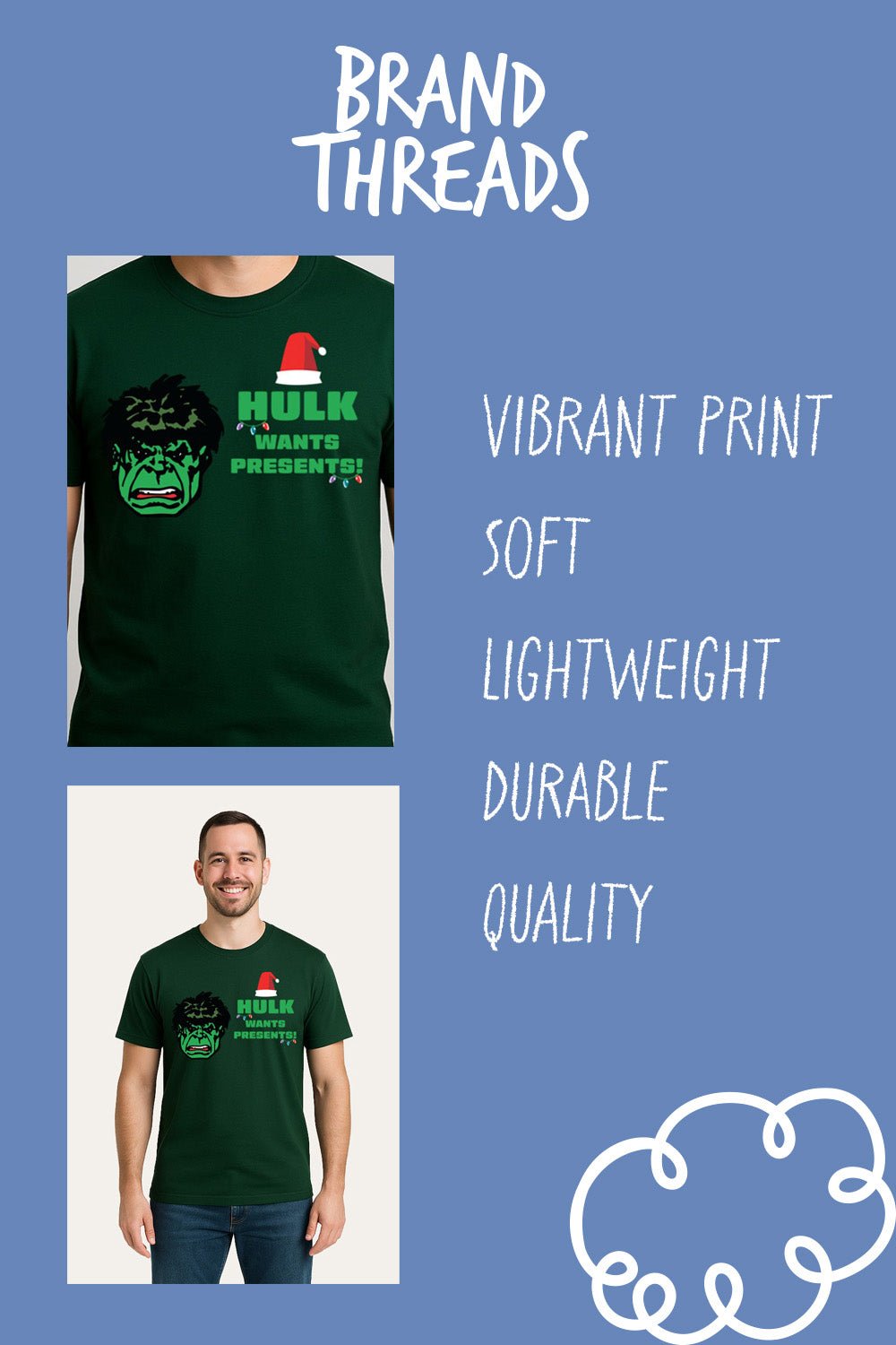 Mens Marvel Green Christmas T-Shirt - Brand Threads