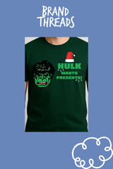 Mens Marvel Green Christmas T-Shirt - Brand Threads