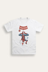 Mens Spiderman White Christmas T-Shirt - Brand Threads