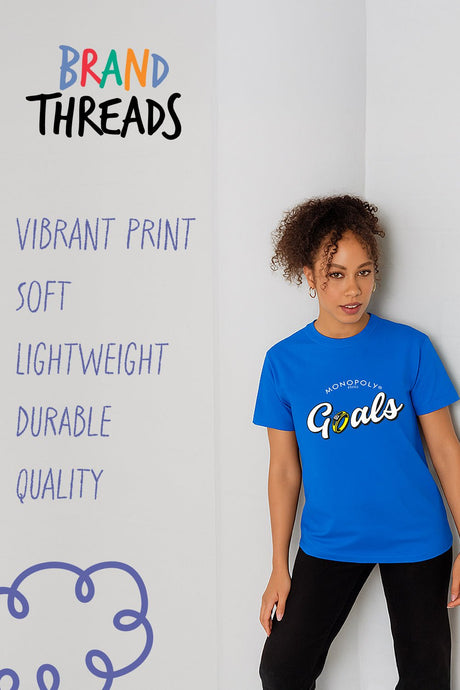 Monopoly Goals Women’s T-Shirt – Official Royal Blue 100% Cotton Tee - Brand Threads