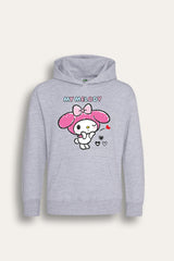 My Melody Grey Hoodie Pink Bow Print - Brand Threads