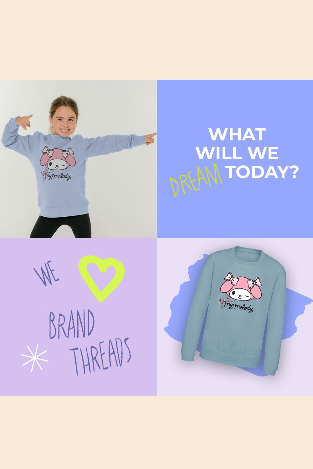 My Melody onesies for girls – cosy sweatshirt style - Brand Threads