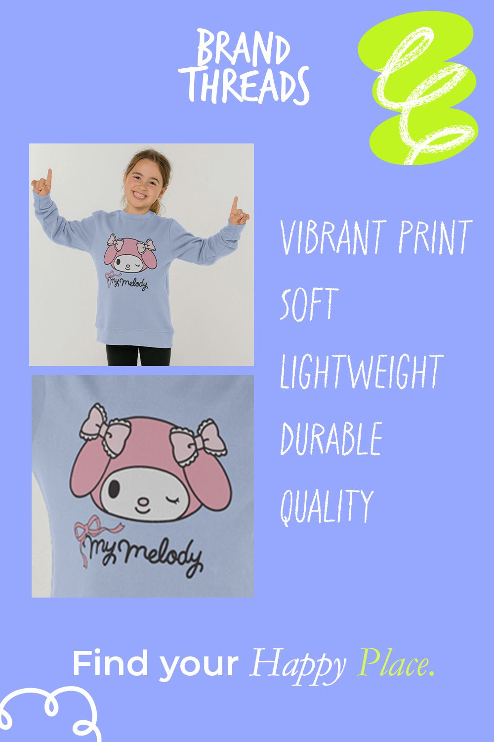 My Melody onesies for girls – cosy sweatshirt style - Brand Threads