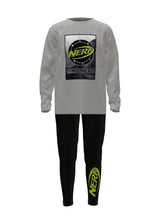 NERF Boy's Pyjamas Set – Long - Sleeved Grey Top with Black Bottoms - Brand Threads