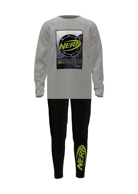 NERF Boy's Pyjamas Set – Long - Sleeved Grey Top with Black Bottoms - Brand Threads